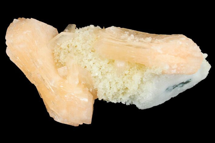 Peach Stilbite Crystal Cluster on Quartz Chalcedony - India #147366